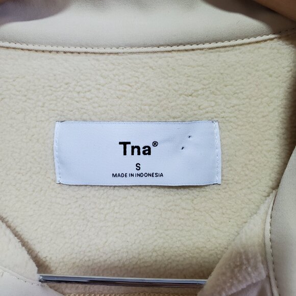 TNA Aritzia Fleece Button-Up Shirt Jacket Shacket Butter Yellow Women's Small - Picture 9 of 12